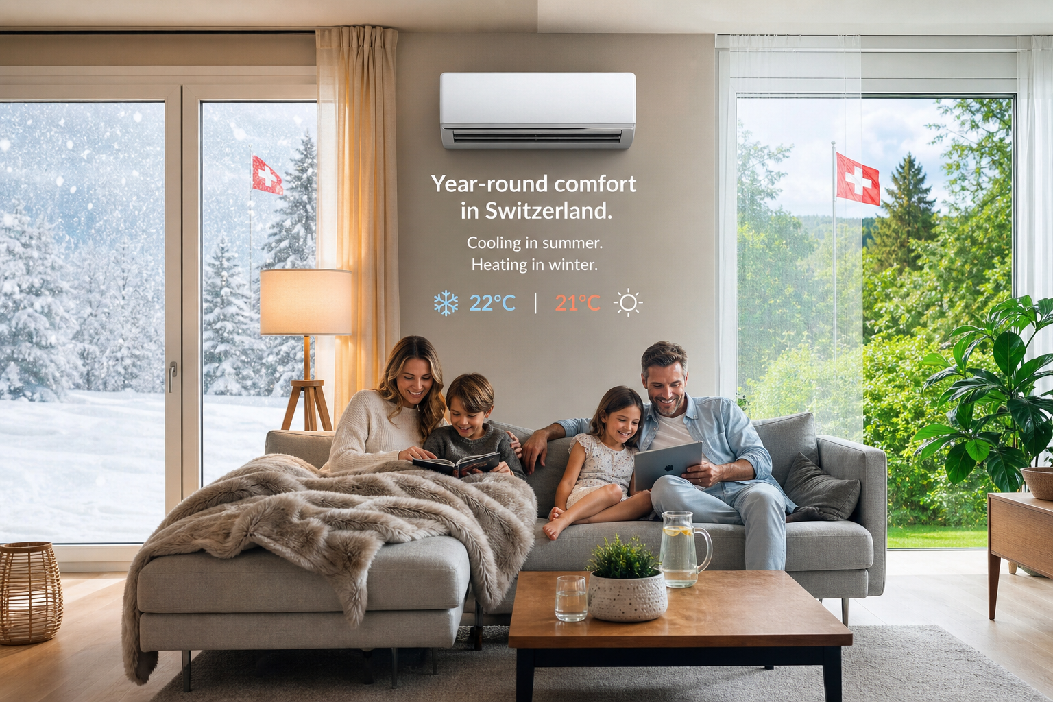 Maison confortable en été comme en hiver grâce à une climatisation réversible